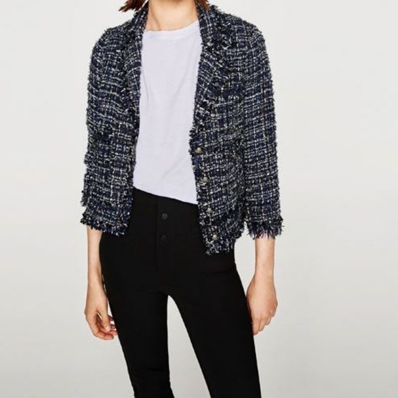 Zara Jackets & Blazers - Zara -Frayed Embellished Jacket- Size L